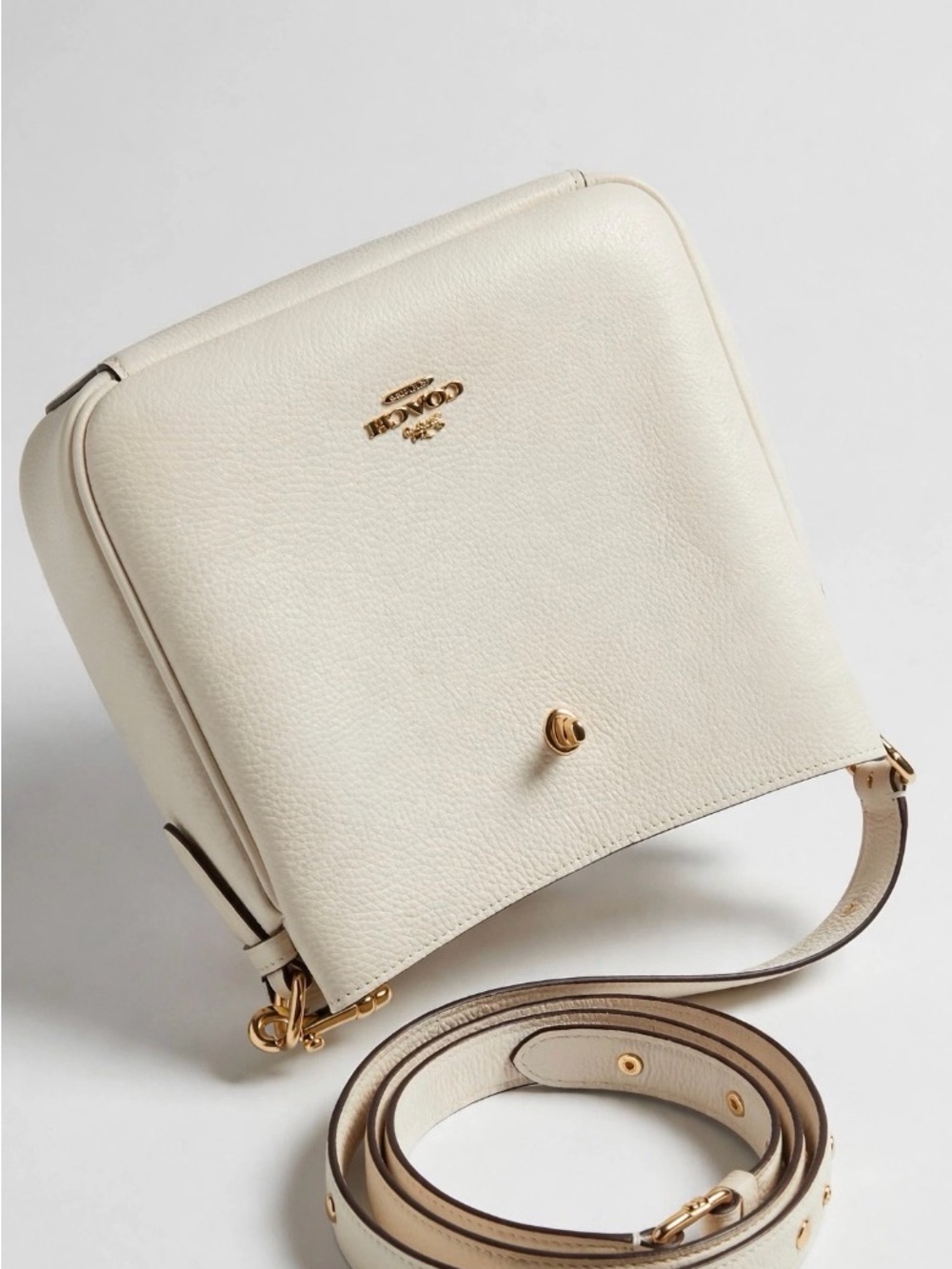 Coach Cream Pebbled Leather Crossbody with Gold Hardware